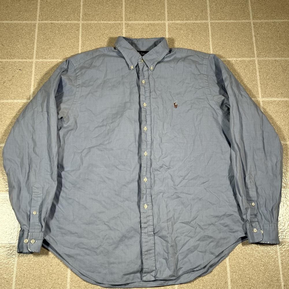 Vintage Polo Ralph Lauren Chambray Button Down Shirt Mens XL Flesh Pony Oxford